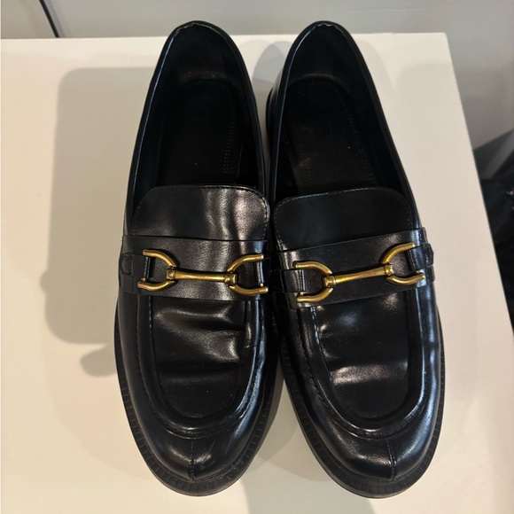 Zara Shoes - Zara Flat Buckle Black Loafers